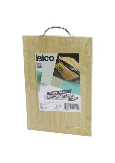 22x32 X 1.7cm Lux Ahşap Bambu Kesim Panosu - Kesme Tahtası Metal Kulplu 5468 Çok Renkli