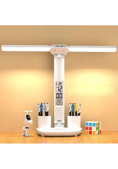 Katlanabilir Led Masa Lambası Dijital Ekranlı Saat Tarih Sıcaklık Göstergeli Usb 5v 1a 7w Dokunmatik Kontrollü Aya Genel