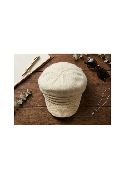 Emybox Orjinal % 100 Angora Yünlü Kadın Kasket Şapka İthal Örme Newsboy Baker Boy Kışlık Şık Bere Krem