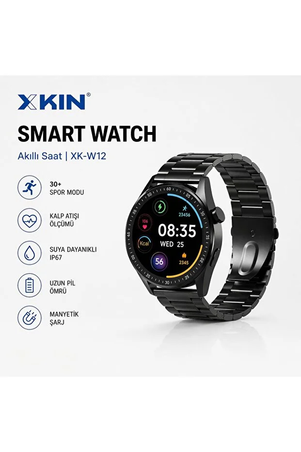 Xkin XK-W12 Metal Kordonlu 46 MM Akıllı Saat (İthalatçı Garantili)