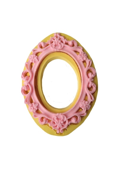 El Oyması Ahşap Desenli Oval Çerçeve Şeklinde Silikon Pasta Ve Seker Hamuru Kalibi 31x23x2 Cm 6