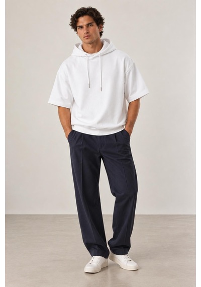 Alexandergardi Cropped Kapüşonlu Kısa Kollu Sweatshirt Beyaz