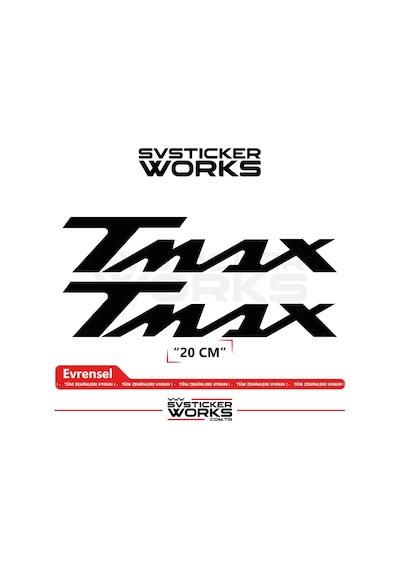 Yamaha Tmax Uyumlu Yazı Sticker Yüksek Kalite Özel Kesim Folyo 2'li Set Siyah