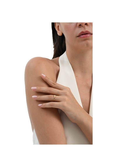 925 Ayar Gümüş Altın Yaldızlı Minimalist Plaka Yüzük Barcode Gold