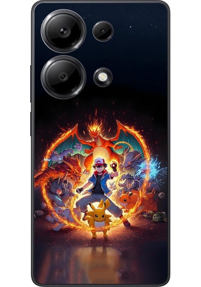 Xiaomi Redmi Note 13 Pro Uyumlu Şeffaf Kılıf Pokemon 3 Tasarımlı