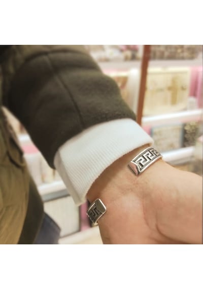 Oriental Kuyumculuk Jewellery Grek Model Gümüş Erkek Bileklik Gümüş