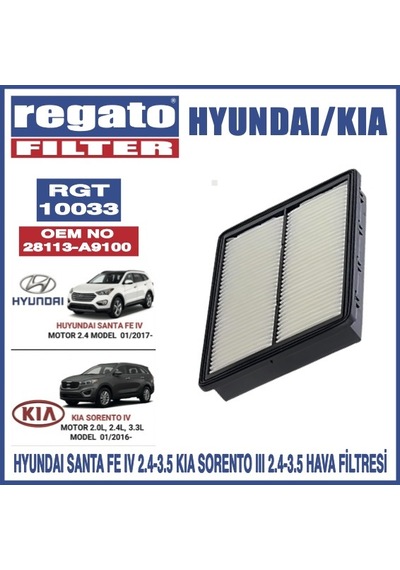 Regato Hyundai Santafe Iv - Kia Sorento 2.4-3.5 Hava Filtresi