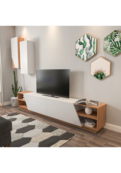 Zebra Tv Ünitesi Beyaz Teak