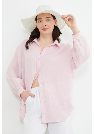Fullamoda Basic Oversize Gömlek Pembe