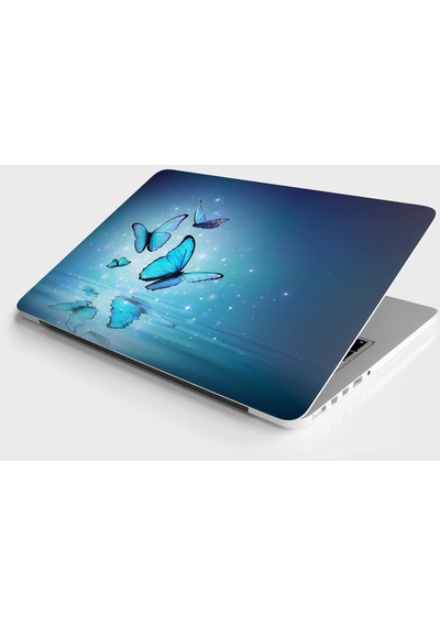 Laptop Sticker Bilgisayar Notebook Pc Kaplama Etiketi Mavi Kelebekler