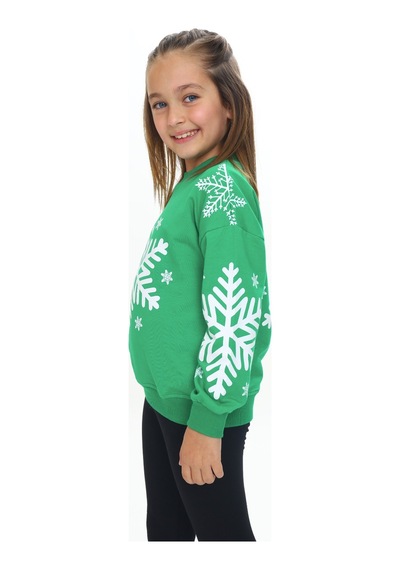 Toontoy Kız Çocuk Relax Fit Bisiklet Yaka Düşük Omuz Baskılı Sweatshirt - 2 İplik Çimen Yeşili Toontoy Kız Çocuk Relax Fit Bisiklet Yaka Düşük Omuz Baskılı Sweatshirt - 2 İplik Çimen Yeşili