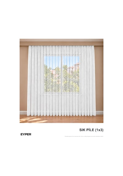Simli Bambu Tül Perde, Ekru, 100 Cm Genişlik X 240 Cm Uzunluk, Seyrek Pile 1x2 , Kornise Hazır Diğer