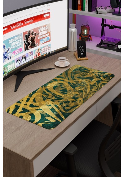 Kaligrafi Kaymaz Dikişli Kauçuk Oyuncu Mousepad V3 - 70x30 Xl Gaming Mouse Pad Fare Altlığı