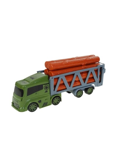 Timber Truck 38 Cm 8 Adet Büyük Boy Kütük Taşıyan Oyuncak Askeri Kamyon Orman Kesim Kamyonu
