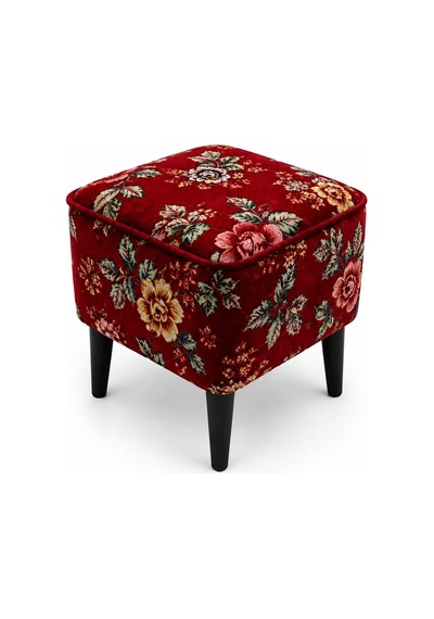 Coart Home Puf - Ayak Uzatma Koltuğu, Ahşap Ayak, Kırmızı, 40x40 Cm, Kare Diğer