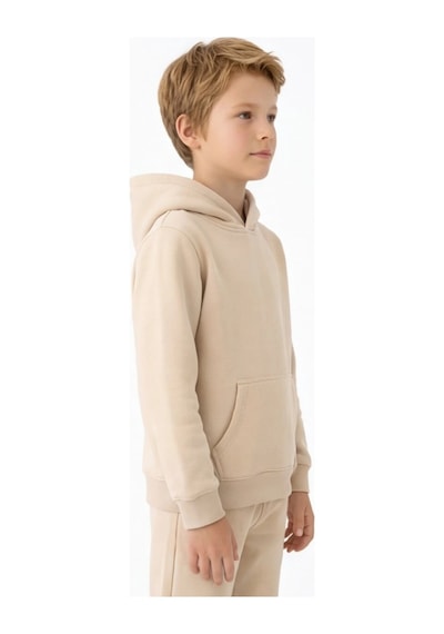Esila Kids Çocuk Eşofman Takımı Kapüşonlu 3 İp 5-10 Yaş Bej