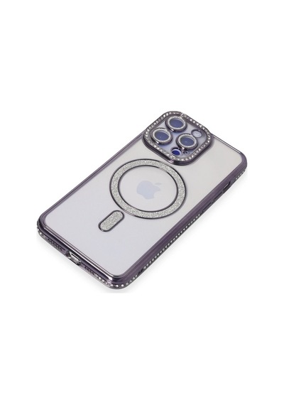 Newface - 132 - Apple iPhone Uyumlu 15 Pro Max Kılıf Joke Simli Magneticsafe Kılıf - - Ece-umay - Derin Mor