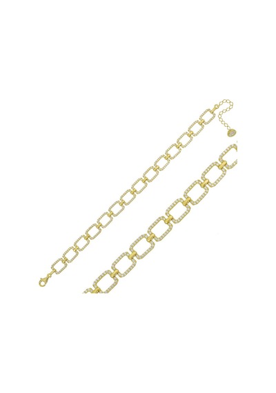 Gümüş Gold Kare Taşlı Bayan Bileklik 40141427