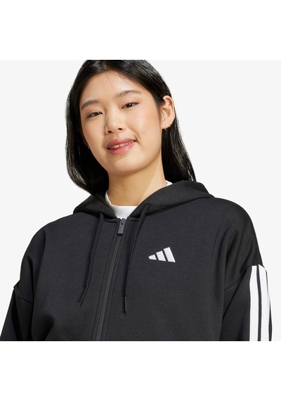 Adidas Essentials 3 Stripes Full Zip Kadın Siyah Polar Je1283 Siyah