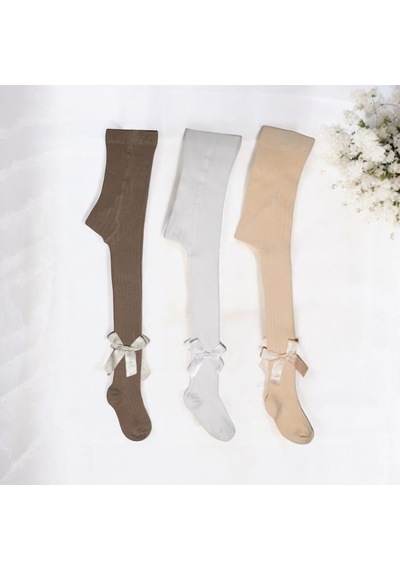 Batu Kız Bebek Ve Çocuk Fiyonklu Soft Renklerde Külotlu Çorap Seti Camel - Bej - Kiremit