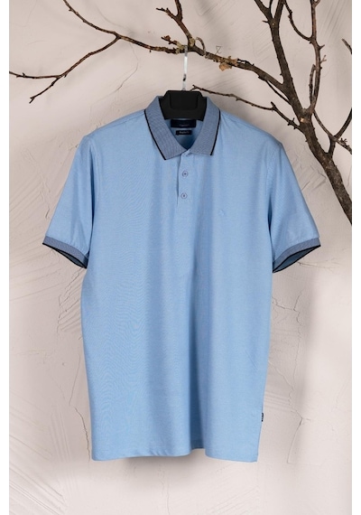 Polo Yaka Büyük Beden Suprem Penye Erkek T-Shirt Petrol Mavisi