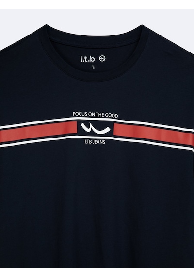 Ltb Şeritli Logo Baskılı Lacivert T-shırt Lacivert