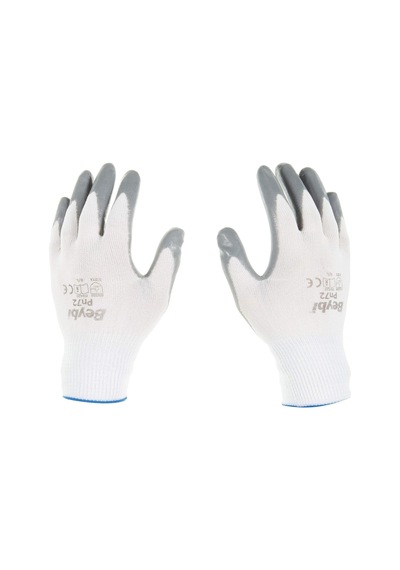 Strong5 Pn72 Polyester Örme Nitril Eldiven No 9 Çift, Gri