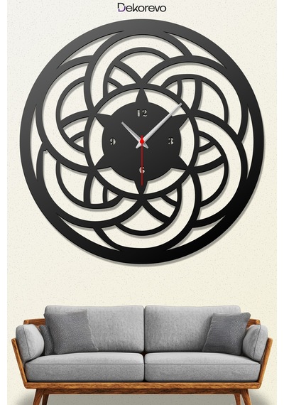 Sarmal Metal Duvar Saati - Siyah - 75 X 75 Cm