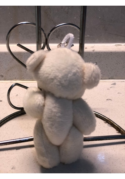 Sevimli Göbekli Oyuncak Peluş Ayıcık Anahtarlık Uyku Arkadaşı Hediyelik 9 Cm Ekru