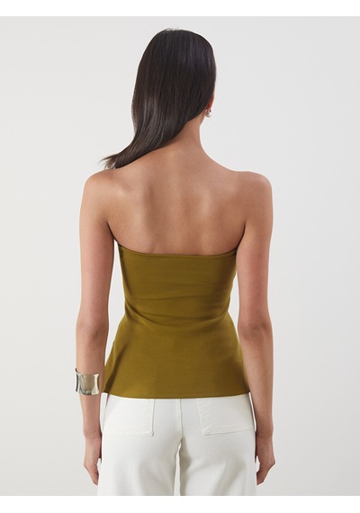 Lcw Vision Haki Straplez Yaka Peplum Bluz