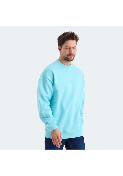 Slazenger VADIK Oversize Erkek  Turkuaz Sweatshirt