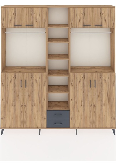 Arges Dolap 14 Raflı 2 Çekmeceli 2 Askılı 220x30x243 Çam-çam/antrasit Atlas Çam/antrasıt Arges Dolap 14 Raflı 2 Çekmeceli 2 Askılı 220x30x243 Çam-çam/antrasit Atlas Çam/antrasıt