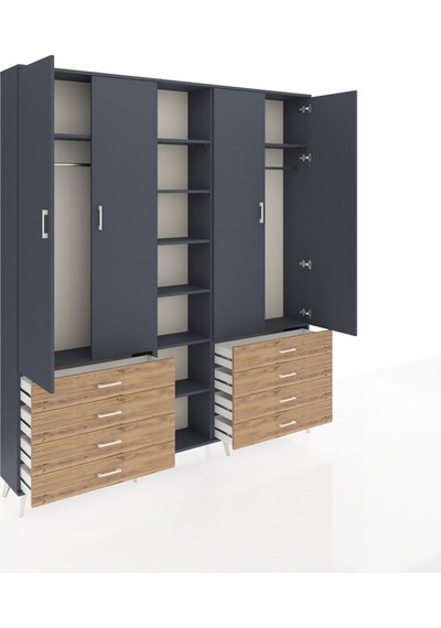 Arges Dolap 10 Raflı 8 Çekmeceli 2 Askılı 220x30x243 Antrasit-antrasit/çam Antrasıt/atlas Çam Arges Dolap 10 Raflı 8 Çekmeceli 2 Askılı 220x30x243 Antrasit-antrasit/çam Antrasıt/atlas Çam