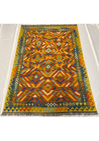 El Dokuma Afgan Kilim 100% Yün Kök Boya Elsanat Eserı İle Harıka Model Çok Renkli