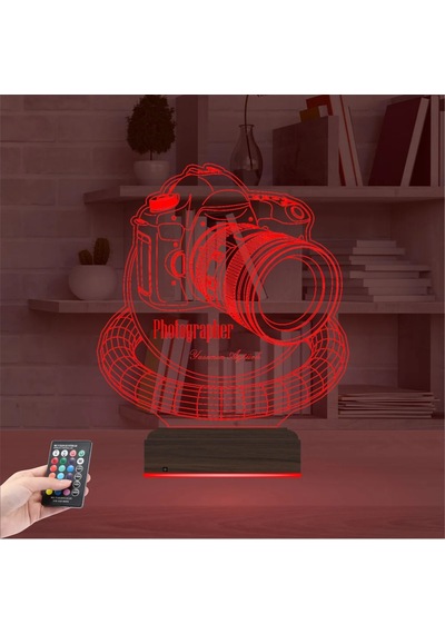 Luvivia Photographer Fotoğraf Makinesi Fotoğrafçı Kişiye Özel 3d Lamba - Masa Gece Lambası Şeffaf