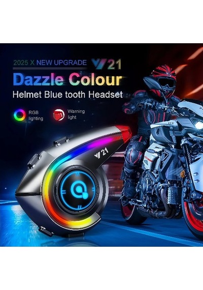 Çeşithane Y21 Renkli Işıklı Motosiklet İnterkom - Dahili Fm Radyolu, Bluetooth 5.3 Teknolojili, Rgb