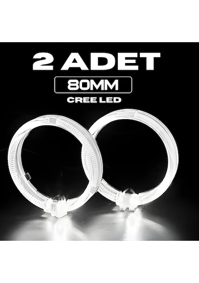 80mm Cree Led Angel Eye Melek Gözü Kristal Beyaz Halka Far Modifiye Gündüz Farı Seti - 2 Adet Takım Ürün