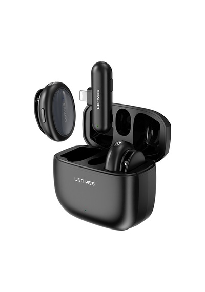 Lenyes Lm211-l Yapay Zeka Destekli Lightning Portlu Kablosuz Yaka Mikrofonu Siyah