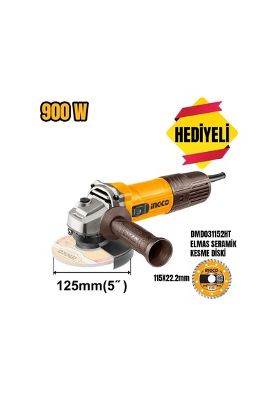 Avuç Taşlama 125 Mm 900 Watt - Ing-ag90028e