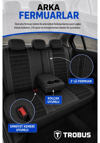 Volkswagen Golf 7 Ve 7.5 Kasa 2013-2020 Tay Tüyü Deri Detay Koltuk Kılıfı Prestige Line Siyah Beyaz