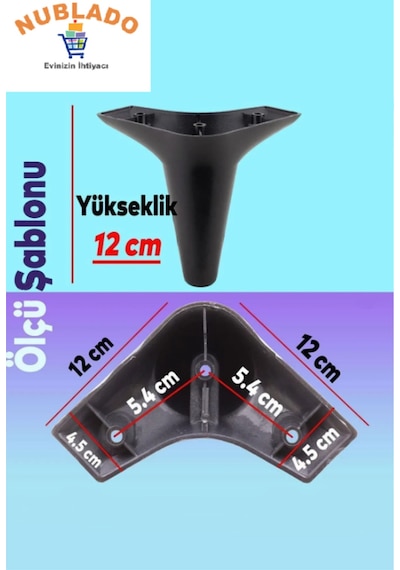 Aspen Lüks Mobilya Kanepe Koltuk Tv Ünitesi Baza Ayağı Ayakları 12 Cm Siyah Ayak 4 Adet . Siyah Diğer