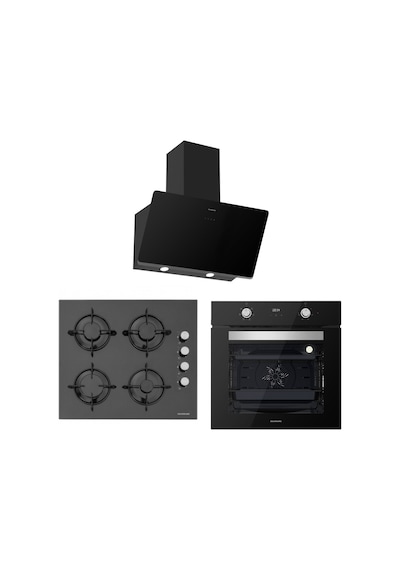 Silverline BO6502B02 - CS5349B01 - 3457 Soho 60 Siyah Cam Ankastre Set