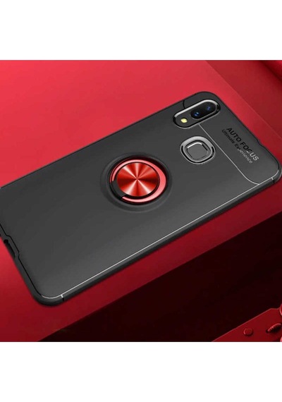 Samsung Uyumlu Galaxy A10s Kılıf Zore Ravel Silikon Kapak Siyah-Kırmızı
