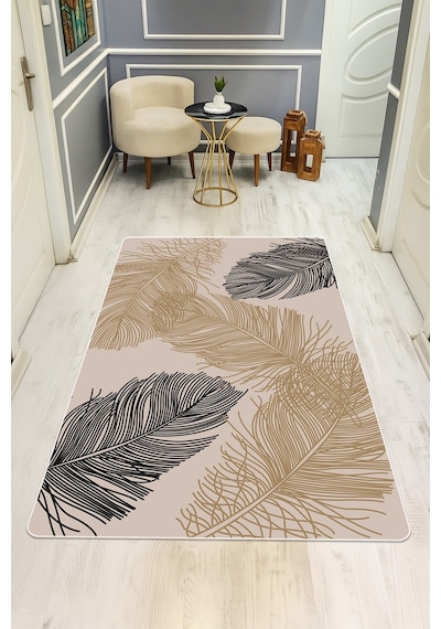 Modern Desenli Dijital Baskı Kaymaz Taban Halı H0899 Renkli