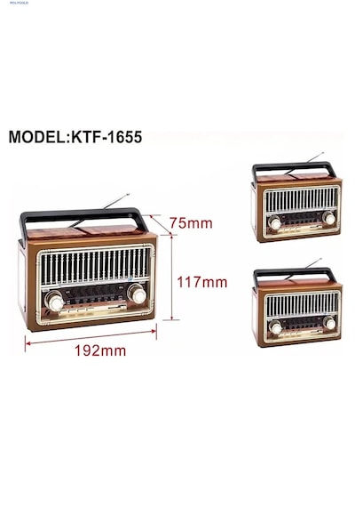 Abatech Ktf-1655 Nostalji Radyo Bluetooth Hoparlör El Feneri Usb Şarjlı