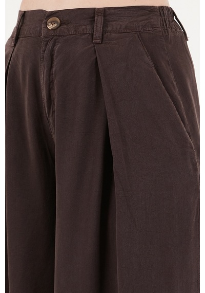 Lela Relaxed Fit Yüksek Bel Geniş Paça Pantolon Bayan Pantolon 668yp5515 Kahve
