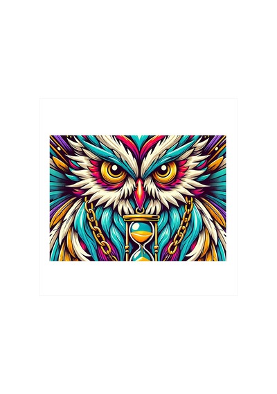 Renkli Baykuş Ve Gözler Art Mdf Tablo