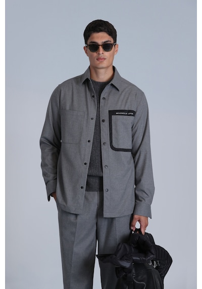 Lufian Hard Erkek Basic Gömlek Slim Fit Gri Gri 112010651100150 Gri