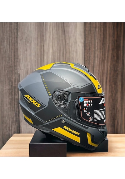 Axxis Draken S Sonar C3 Kapalı Motosiklet Kaskı Mat Sarı