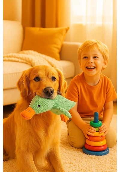 Köpek Oyuncağı Ördek Şekilli Peluş Sesli Ve Hışırtılı Dayanıklı Çiğneme Ve Isırma Oyuncağı Anti Stres Yumuşak Peluş Köpek Eğitim Ve Oyun Oyuncağı Yeşil